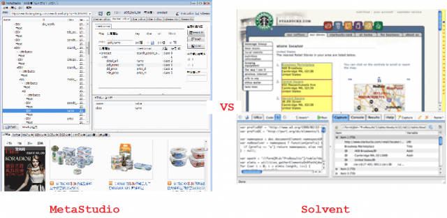 网页抓取器MetaSeeker与Solvent界面对比